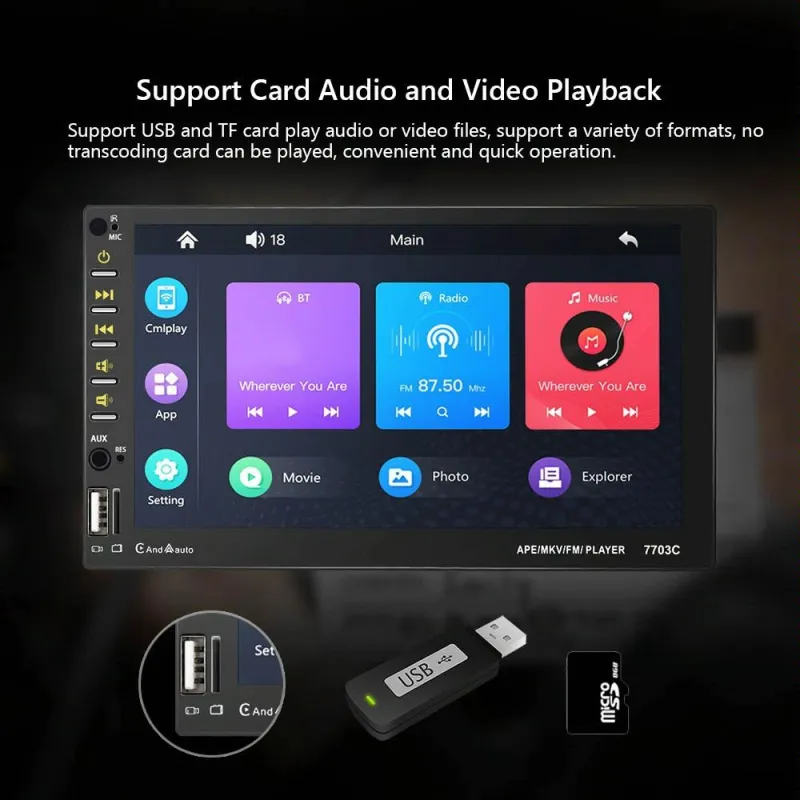 Autoradio 7 Pouces Bluetooth Carplay Android Auto