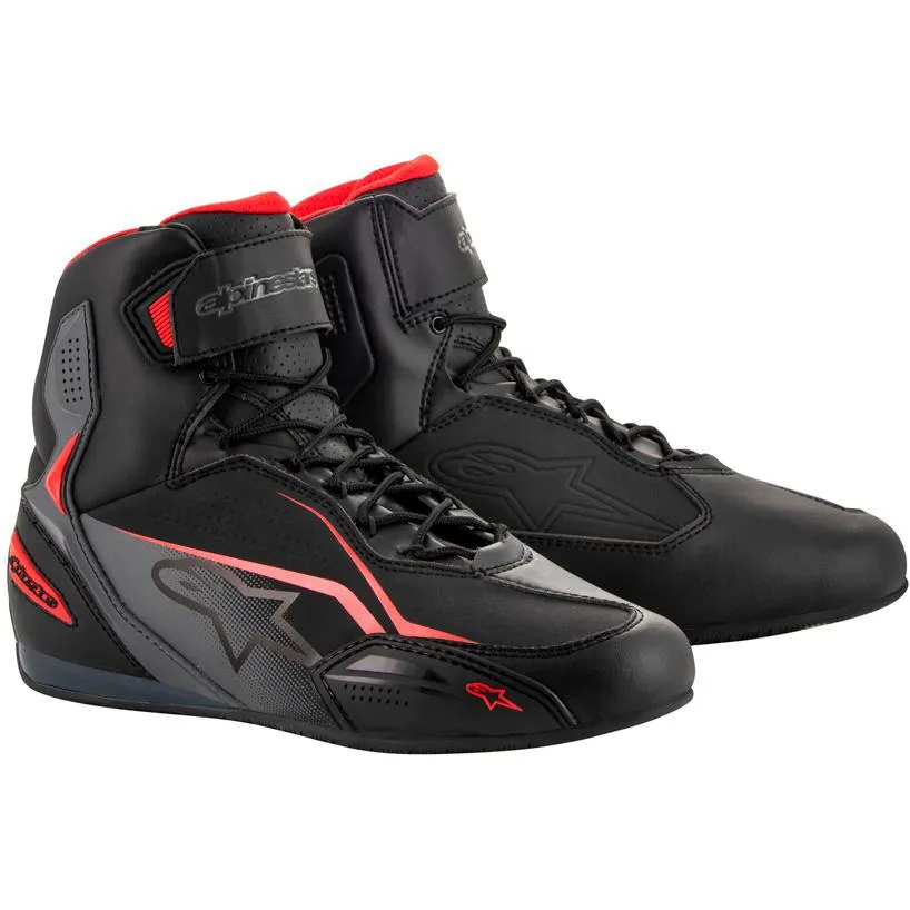 FASTER 3 ALPINESTARS Black/Grey/Red Motorcycle Basket Shoes - MAXXESS.FR