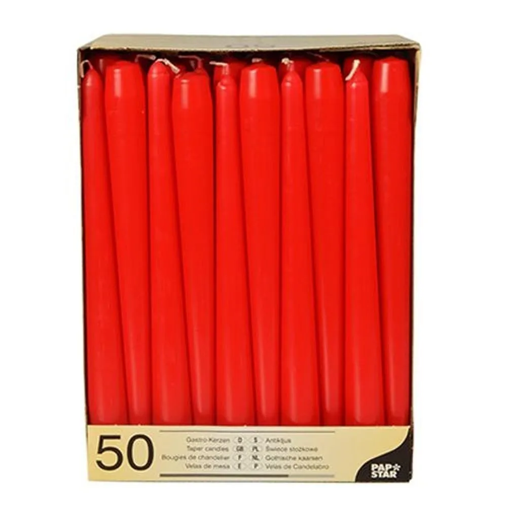 Bougies de chandelier Ø2,2cm · 25cm rouge par 100