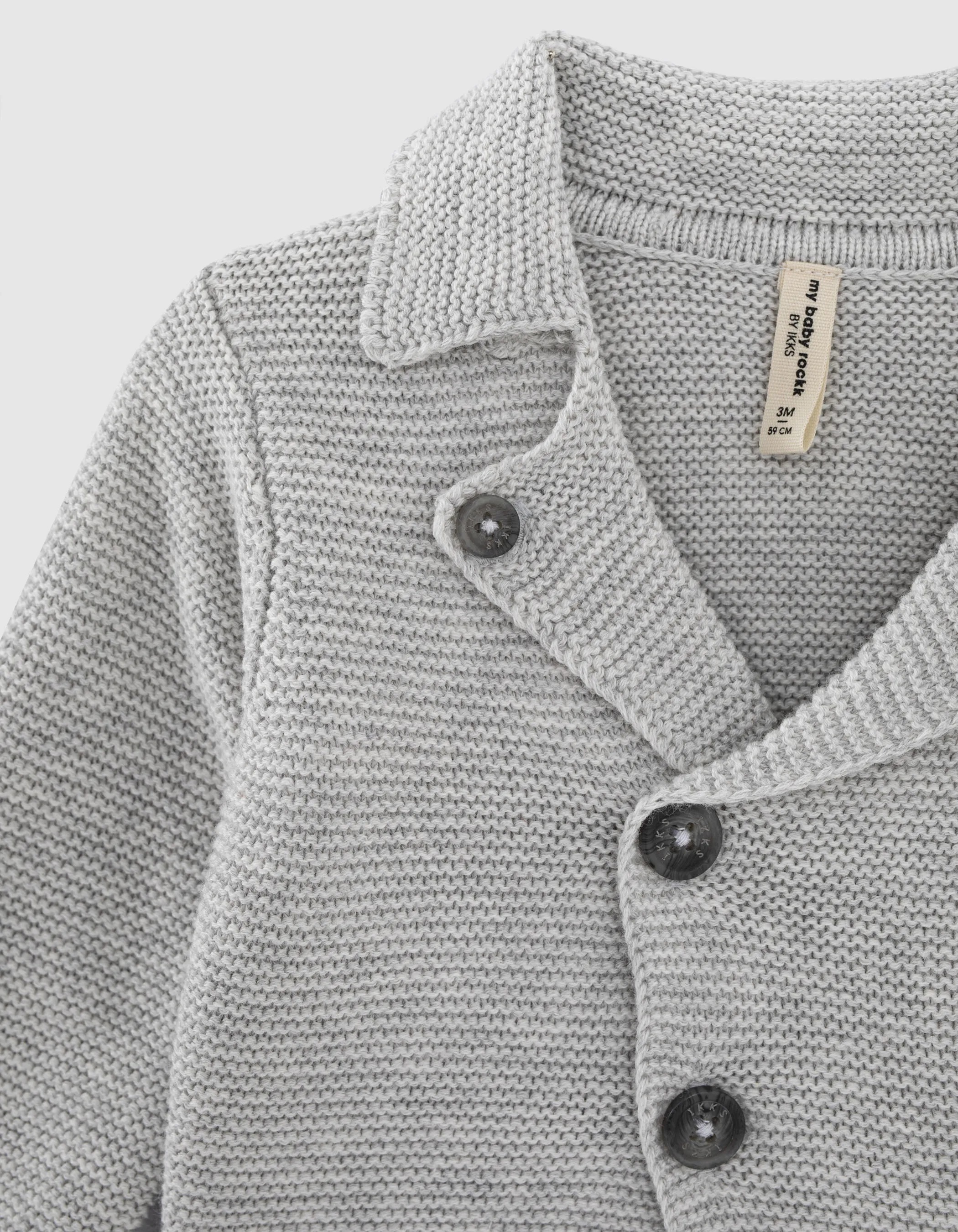 Organic cotton biker knit baby cardigan.