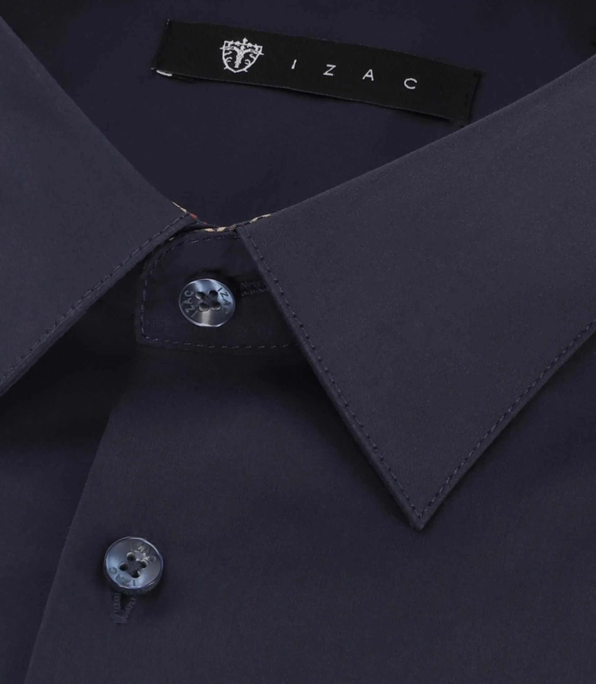 Chemise unie à fantaisie marine PAOLO