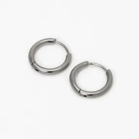 Créoles tubulaires 10 mm en titane couleur argentée - Collection C Luxe