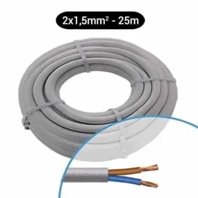 Câble électrique souple H05VVF 2x1.5mm² gris MIGUELEZ - Couronne de 25m