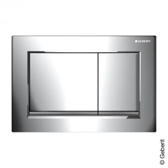 Geberit Omega 30 Plaque de déclenchement 115080KH1 Chrome/Chrome Satiné Brillant (115.080.KH.1)