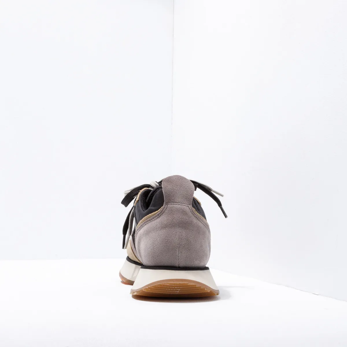 Gray Multileather and Nylon Sneakers.