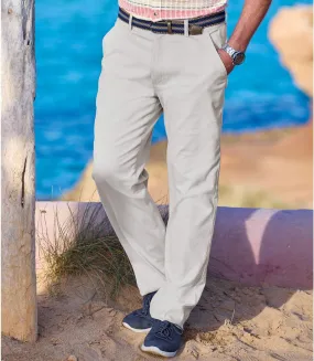 Grey Twill Stretch Chino Pants