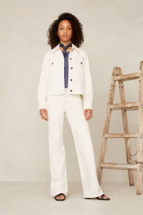 Untinted Recycled Cotton Wide White Jeans Jane Holo Non-Dyed Woman