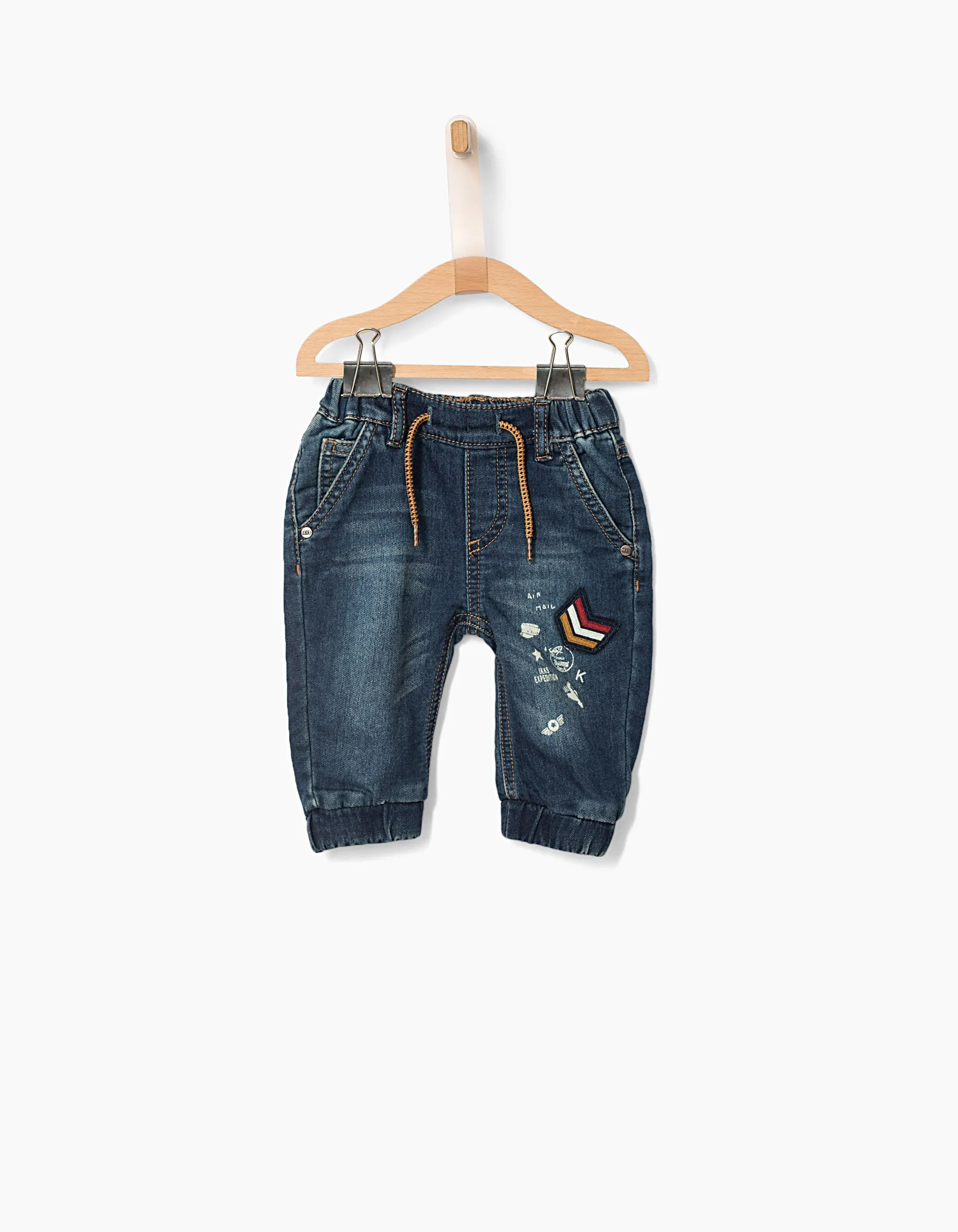 Blue Comfortable Patched Baby Boy Jeans