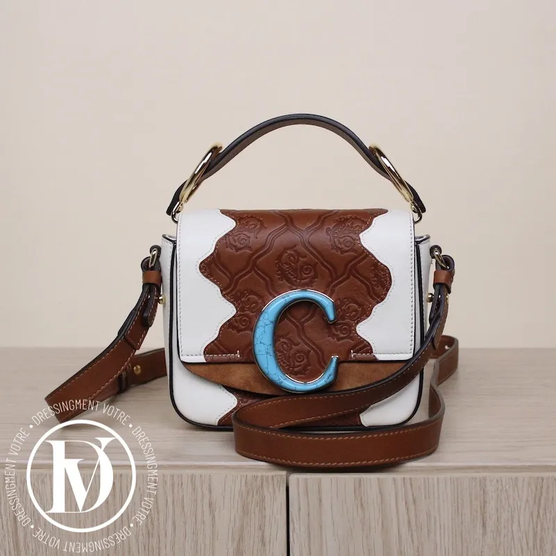 Mini sac C patchwork en cuir bicolore – Chloé