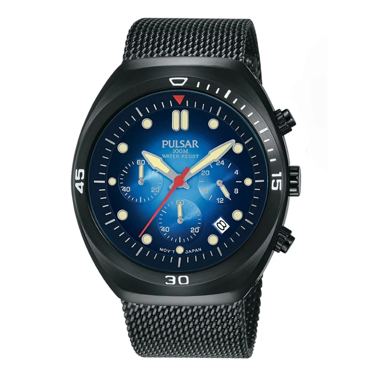 Montre homme Pulsar PT3951X2 Chrono. Bracelet de remplacement 42mm, 10ATM, Noir.