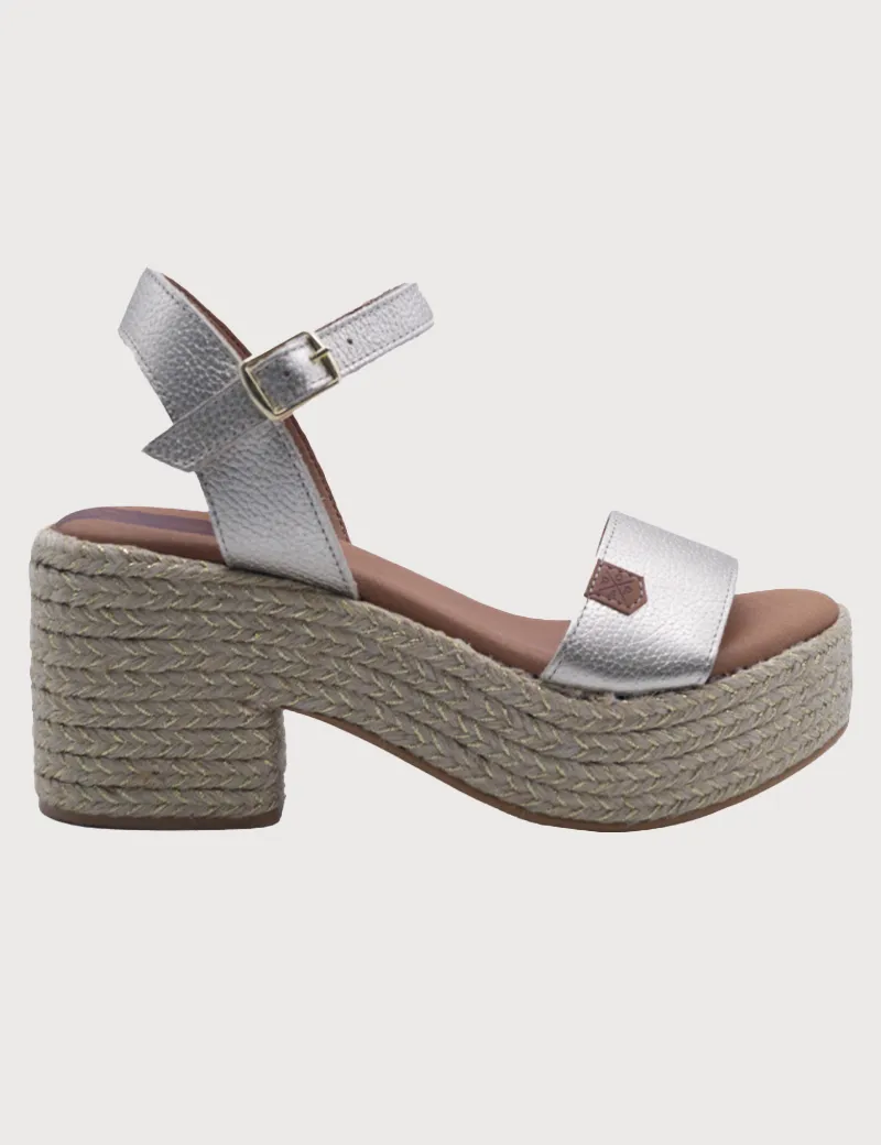 Popa Gold Laminated Platform Wedge Sandals