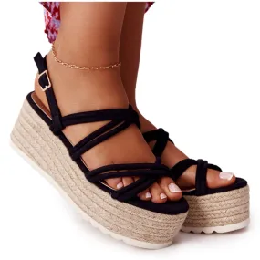 PS1 Black Sandals with Black Braided Platform Crazy In Love