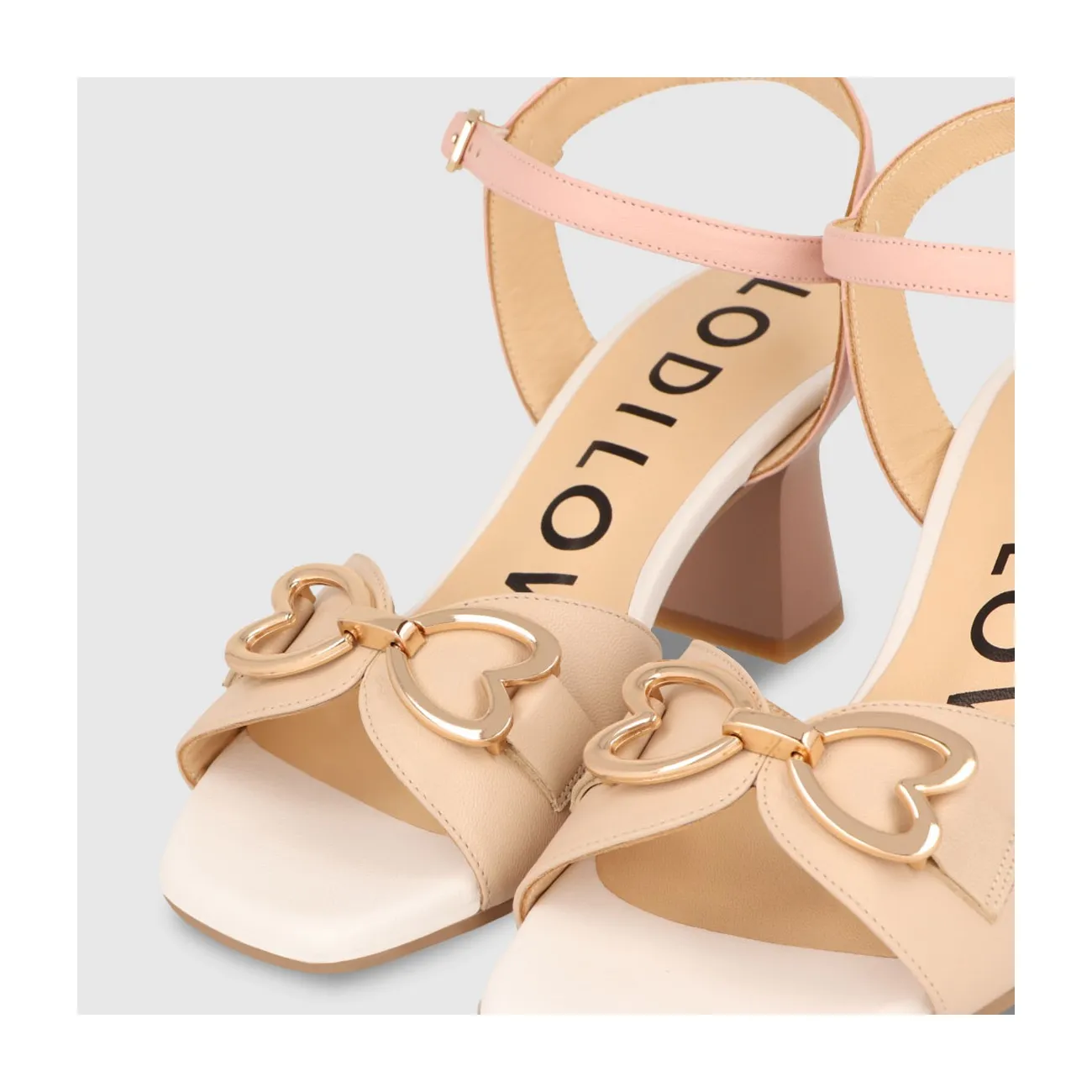 Pink, White, and Beige Leather Heeled Sandals for Women | LODI Women's Shoes Online