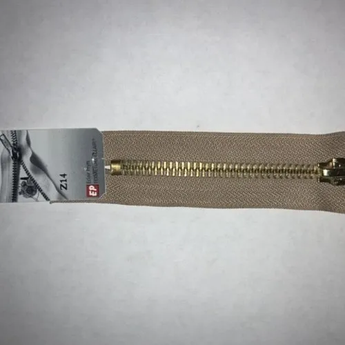 Solid Beige Metal 8 cm Zipper for Jeans and Pants