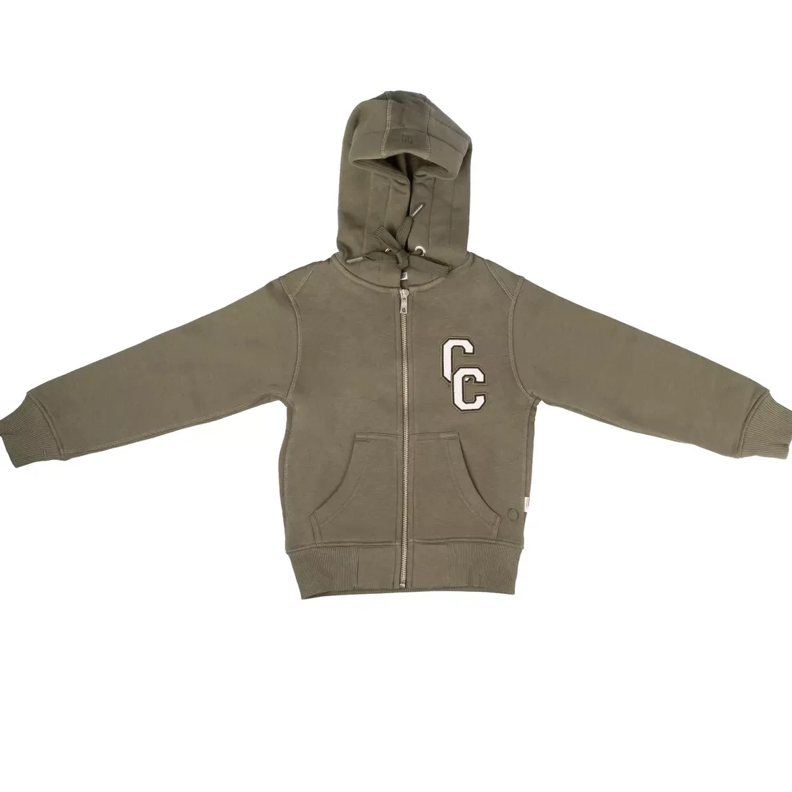 3 Suisses Kids Dark Khaki Sweatshirt with Zip Cap Varsity Felt
