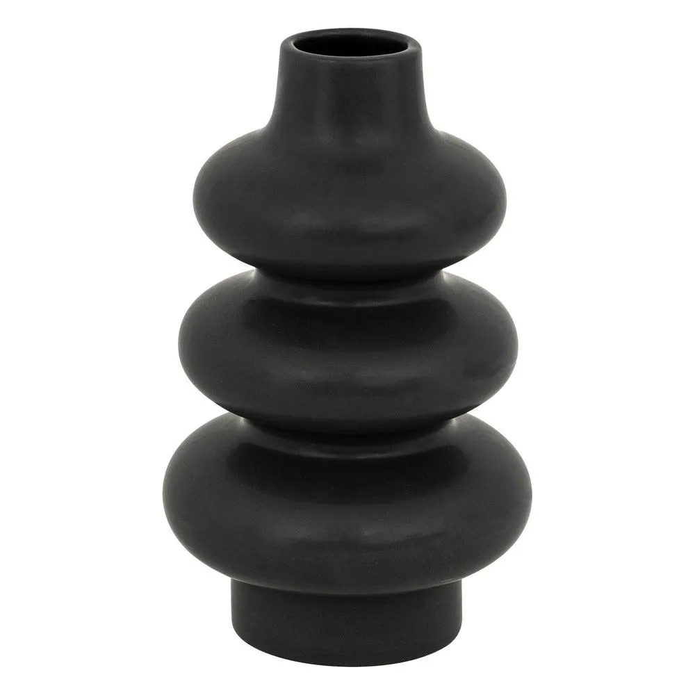 Vase forme spirale en céramique mat noir h25cm