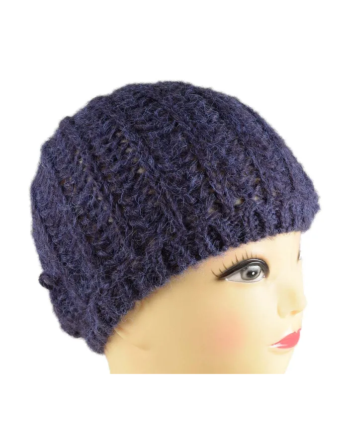 Warm purple fancy bonnet for winter